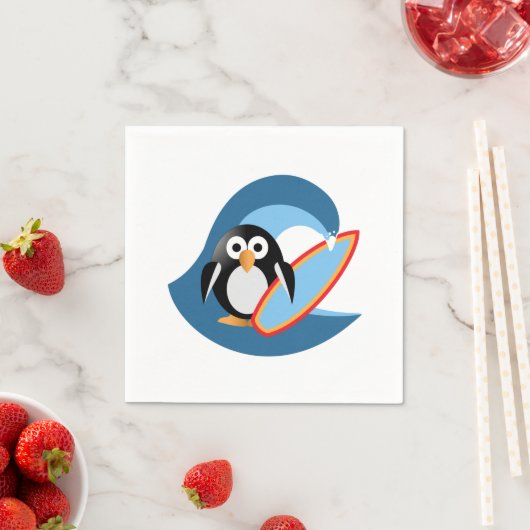 Pinguinsurfer Serviette (Beispiel)