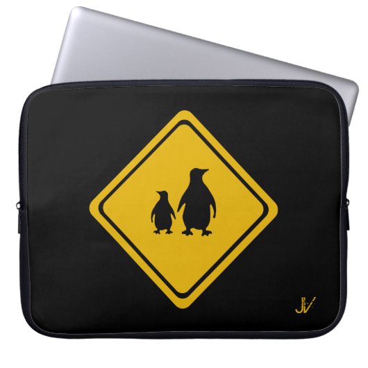 PinguinVerkehrsschild Laptopschutzhülle (Vorderseite)