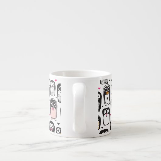 Pinguinvogel-Illustrationshintergrund Espressotasse (Rückseite)