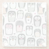 Pinguinvogel-Illustrationshintergrund Glasuntersetzer (Rückseite)