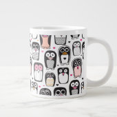 Pinguinvogel-Illustrationshintergrund Jumbo-Tasse (Rechts)