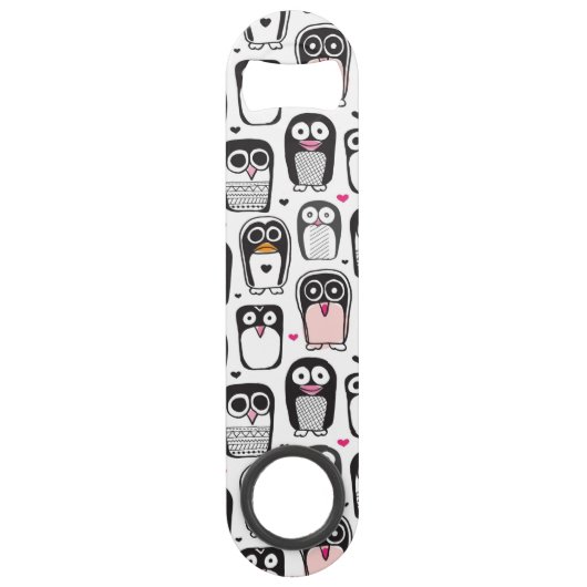 Pinguinvogel-Illustrationshintergrund Speed Flaschenöffner (Rückseite)