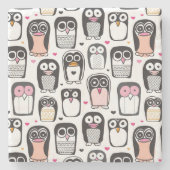 Pinguinvogel-Illustrationshintergrund Steinuntersetzer (Vorderseite)