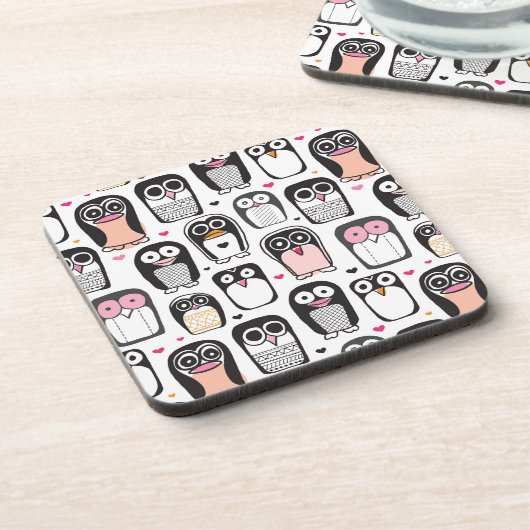 Pinguinvogel-Illustrationshintergrund Untersetzer (Linke Seite)