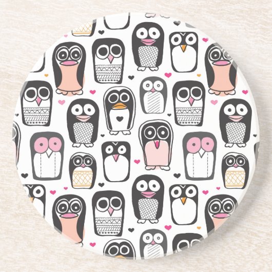 Pinguinvogel-Illustrationshintergrund Untersetzer (Vorne)