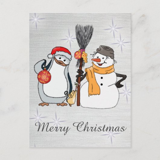 Pinguinweihnacht Postkarte (Vorderseite)