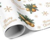 Pinie Branches Gold Snowflake Bauble Ornament Geschenkpapier (Rolleneckpunkt)