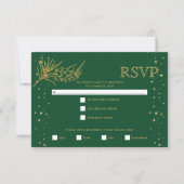Pinien aus Glitzer, Konfetti, grüne Winterhochzeit RSVP Karte (Vorderseite)