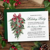 Pinien Berries Bow Green Holiday Party Einladung