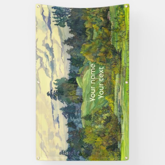 Pinien malen Wasserfarbe auf Seide Banner (Vertikal)