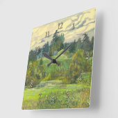 Pinien Quadratische Wanduhr (Winkel)