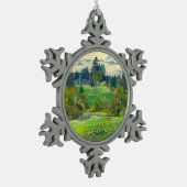 Pinien Schneeflocken Zinn-Ornament (Links)