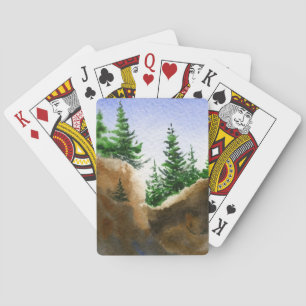 Pinienbäume auf Felsen, Felsenlandschaft Spielkarten