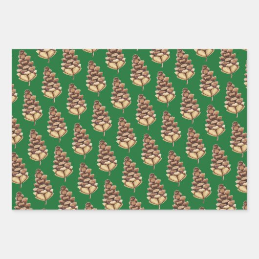 Pinienbäume auf Grün Geschenkpapier Set (Vorderseite 2)