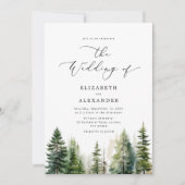 Pinienbäume, elegante, minimalistische Hochzeit Einladung (Vorderseite)