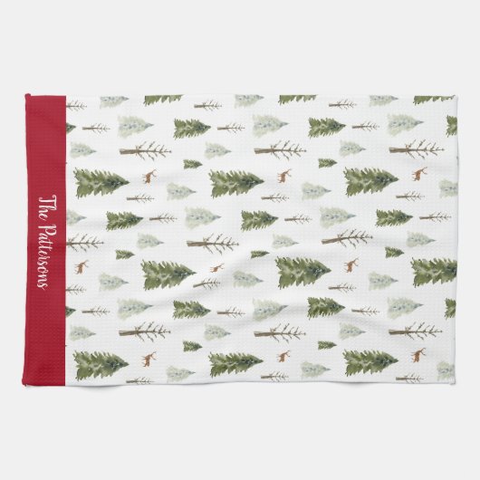 Pinienbäume Gemustert Geschirrtuch (Horizontal)