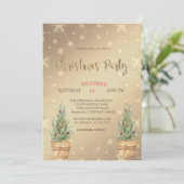 Pinienbäume, goldenes Weihnachtsgebäck - Party Einladung (Stehend Vorderseite)
