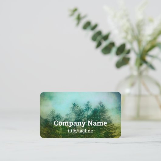 Pinienbäume in Nebel miessige Bergkunst Visitenkarte (Stehend Vorderseite)