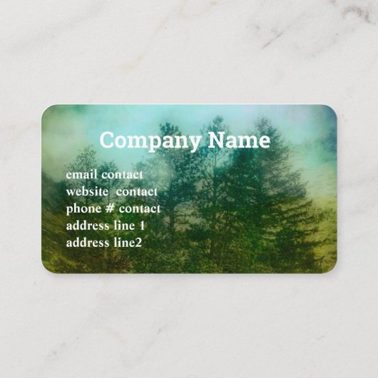 Pinienbäume in Nebel miessige Bergkunst Visitenkarte (Rückseite)