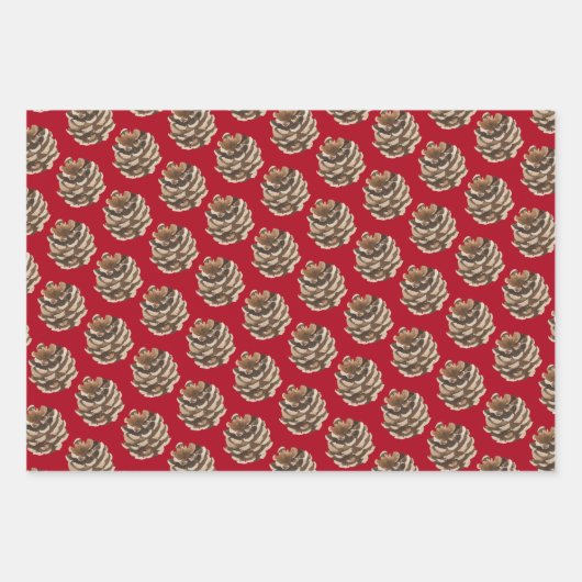 Pinienbäume in Rot Geschenkpapier Set (Vorderseite 3)