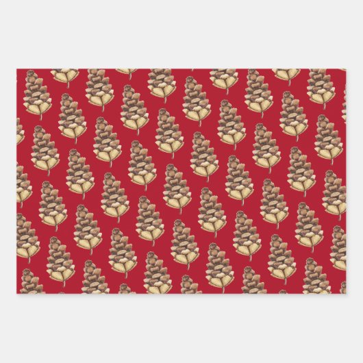 Pinienbäume in Rot Geschenkpapier Set (Vorderseite 2)
