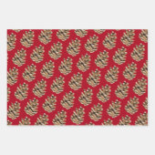 Pinienbäume in Rot Geschenkpapier Set (Vorderseite)