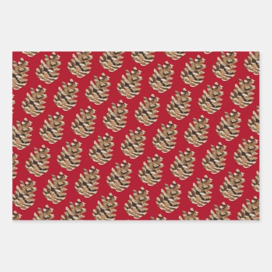 Pinienbäume in Rot Geschenkpapier Set (Vorderseite)