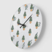 Pinienbäume, Kiefernbäume, Schneeurlaub Große Wanduhr (Winkel)