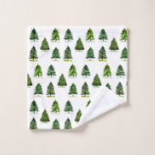 Pinienbäume Muster Weihnachten Grüne Farbe Badhandtuch Set (Waschlappen)