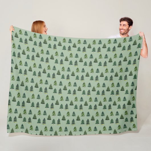 Pinienbäume Muster Weihnachten Grüne Farbe Fleecedecke (Beispiel)