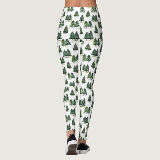 Pinienbäume Muster Weihnachten Grüne Farbe Leggings (Rückseite)