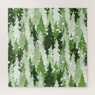 Pinienbäume Schnee: Weihnachten in Aquarellen. Puzzle