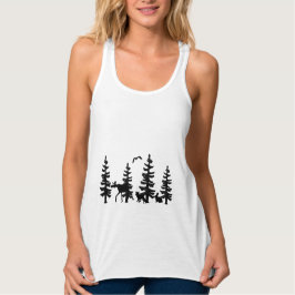 Pinienbäume Silhouetten mit schwarzen Tieren Tank Top