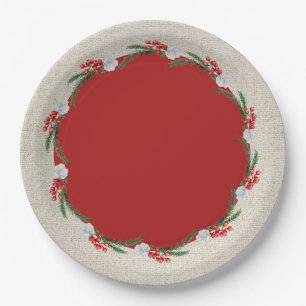 Pinienbäume und Blume Weihnachtsfeiertag Pappteller