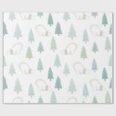 Pinienbäume und ein weißer Polar Bär glückliche Fe Geschenkpapier (Flach)