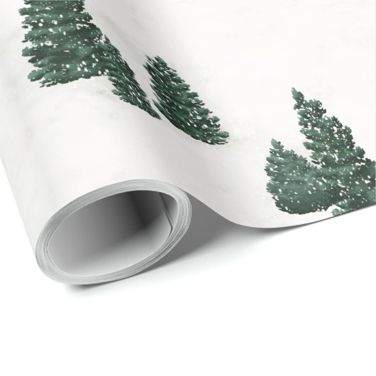 Pinienbäume und Schnee Geschenkpapier (Rolleneckpunkt)