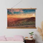 Pinienbäume unter blauem Himmel während der golden Wandteppich Mit Holzrahmen (Schlafzimmer)