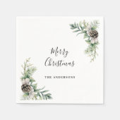 Pinienbäume, weiße Party Serviette (Vorderseite)