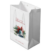 Pinienbrunnen und Individuelle Name der Weihnachts Mittlere Geschenktüte (Vorderseite Schrägansicht)