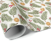 Pinienfrüchte, Berere, kandierte Orangen, Weihnach Geschenkpapier (Rolleneckpunkt)