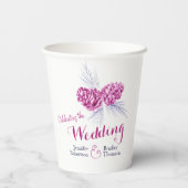 Pinienkegel zeichnend Winterhochzeit mit blauer Pf Pappbecher (Rückseite)