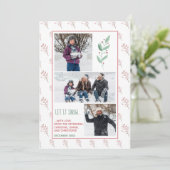 Pinienrosa Beeren Familienurlaub Foto Feiertagskarte (Stehend Vorderseite)