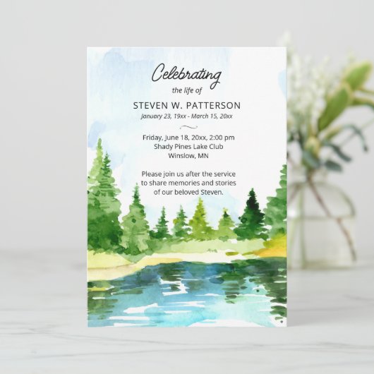 Piniensee, Beerdigungsdenkprogramm Einladung (Stehend Vorderseite)