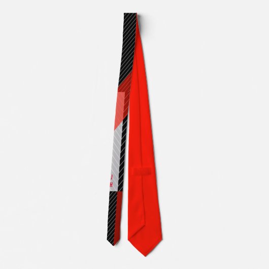 Pinienstreifen rot, schwarz und weiß krawatte (Rückseite)