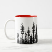 Pinienwald Buffalo Kariert Howling Wolf Zweifarbige Tasse (Links)