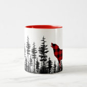 Pinienwald Buffalo Kariert Howling Wolf Zweifarbige Tasse (Mittel)