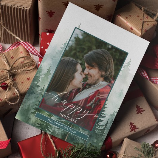 Pinienwald-Foto Feiertagskarte