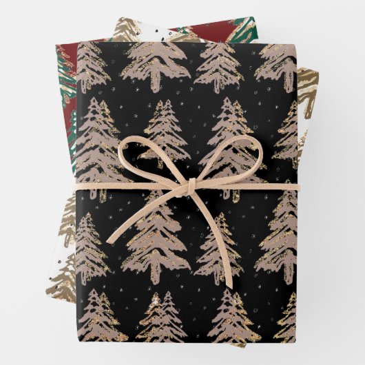 Pinienwald Gold spuckt Urlaubspapiere Geschenkpapier Set (Beispiel)
