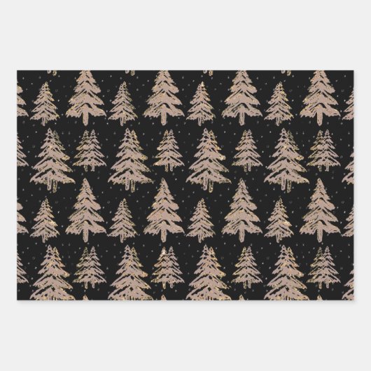 Pinienwald Gold spuckt Urlaubspapiere Geschenkpapier Set (Vorderseite)
