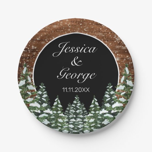 Pinienwald-Hochzeit mit Schwarzwald Pappteller (Vorderseite)